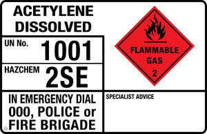 Acetylene Dissolved Hazchem Panel Sign