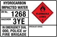 Hydrocarbon Impacted Water (Transport Panel/Sign)