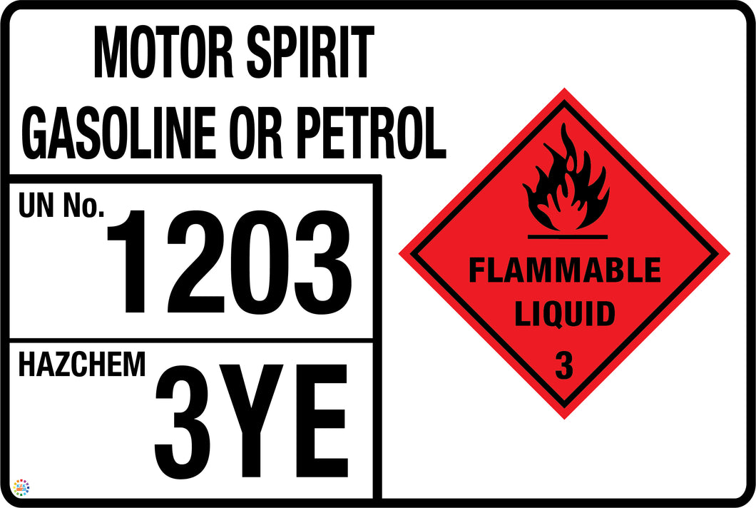 Motor Spirit Gasoline or Petrol Sign