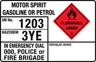 Motor Spirit Gasoline or Petrol (Transport Panel/Sign)