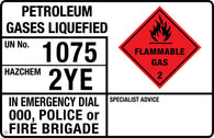 Petroleum Gases Liquefied (Transport Panel/Sign)