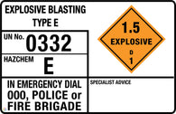 Explosive Blasting Type E (Transport Panel/Sign)