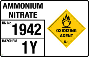 Ammonium Nitrate Hazchem Panel Sign