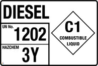 Diesel Combustible Liquid Hazchem Panel Sign