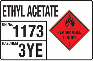 Ethyl Acetate UN 1173 3YE Hazchem Safety Sign