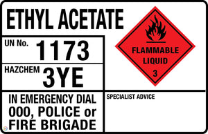 Ethyl Acetate - UN 1173 3YE Hazchem Safety Sign