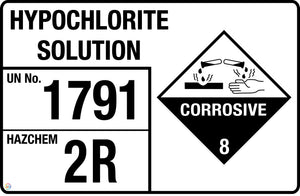Hypochlorite Solution - UN 1791 2R Hazchem Safety Sign