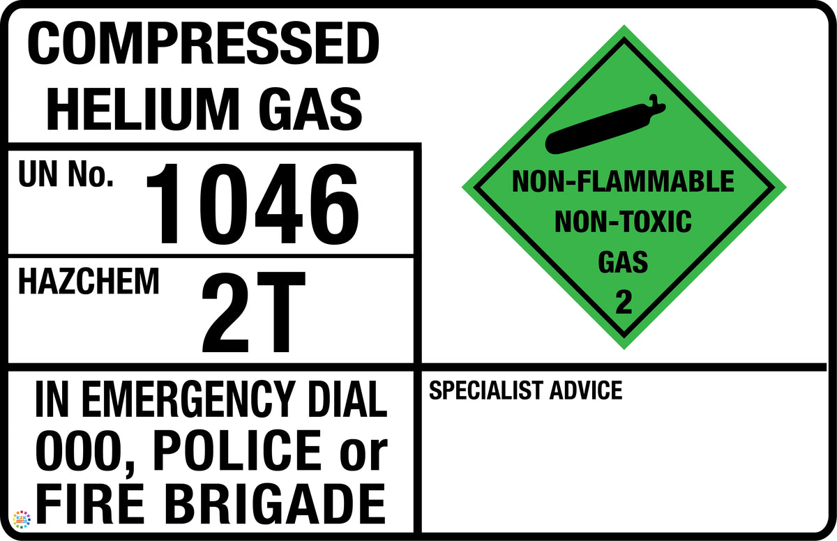 Compressed Helium Gas Sign | K2K Signs Australia