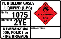 Petroleum Gases Liquified (L.P.G) (Transport Panel/Sign)
