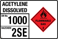 Acetylene Dissolved (Storage Panel/Sign)