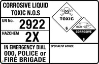 Corrosive Liquid Toxic N.O.S (Transport Panel/Sign)