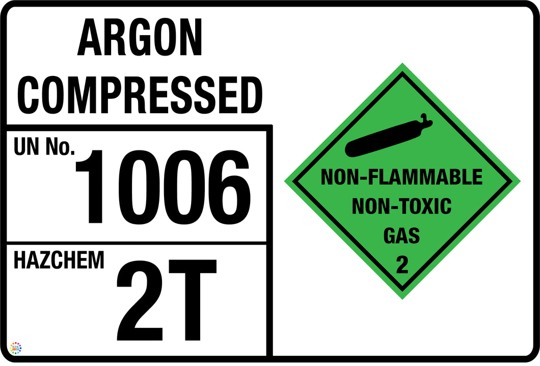 Argon Compressed Hazchem Panel Sign