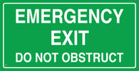 Emergency Exit Do Not Obstruct Sign (Green)