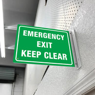 Emergency Exit Keep Clear Sign - Double Sided