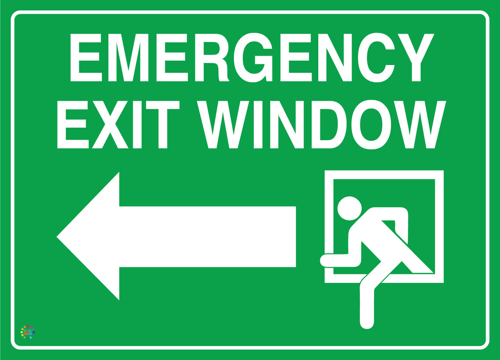 Emergency Exit Window (Left) Sign | Emergency Exit Sign | K2K Signs ...