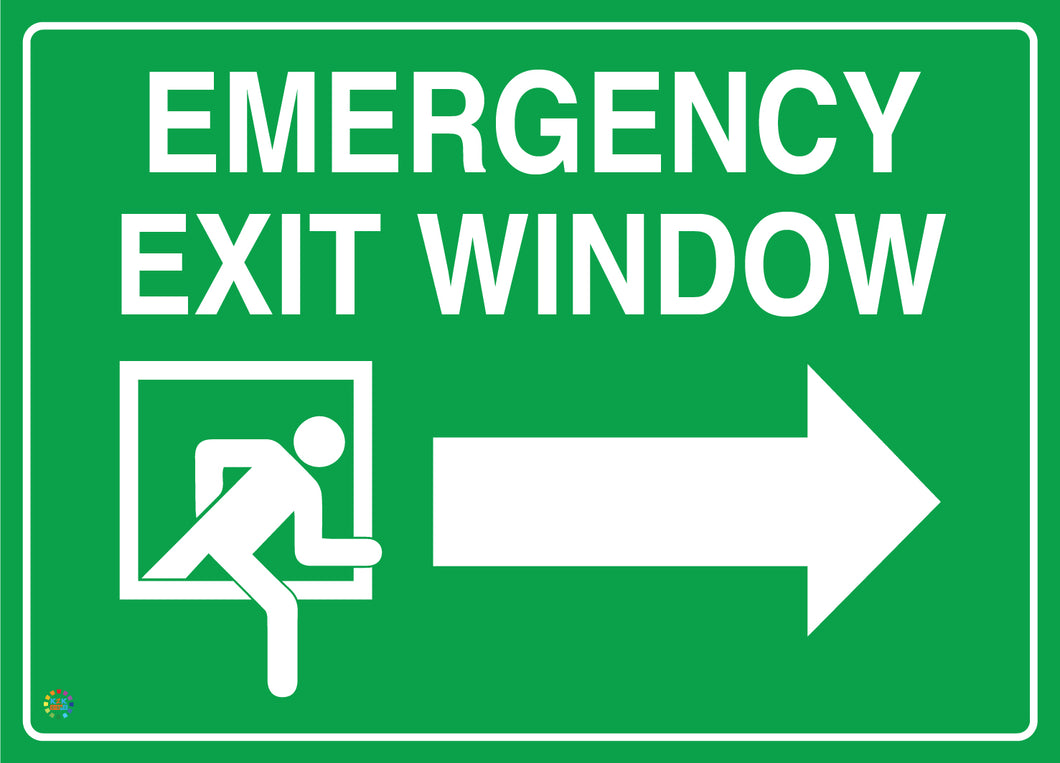 Emergency Exit Window (Right) Sign | Emergency Exit Sign | K2K Signs ...