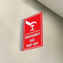 Load image into Gallery viewer, Emergency Gas Shut Off – Double-Sided Off-Wall Sign