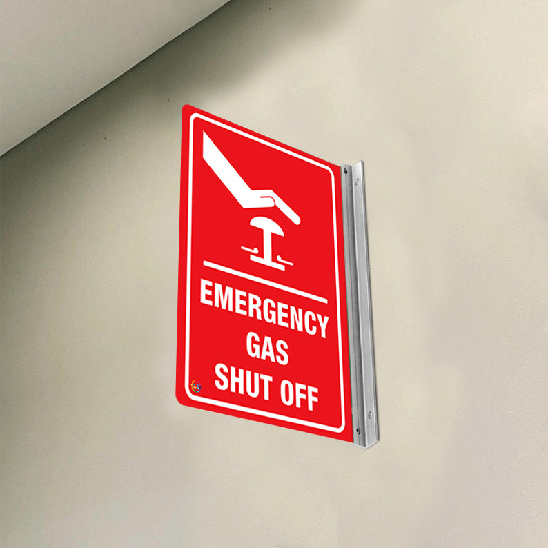 Emergency Gas Shut Off – Double Sided Off-Wall Sign