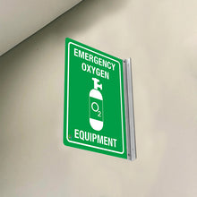 Load image into Gallery viewer, Emergency Oxygen Equipment / Double-Sided Off-Wall Sign