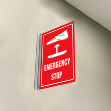 Load image into Gallery viewer, Emergency Stop – Double-Sided Off-Wall Sign