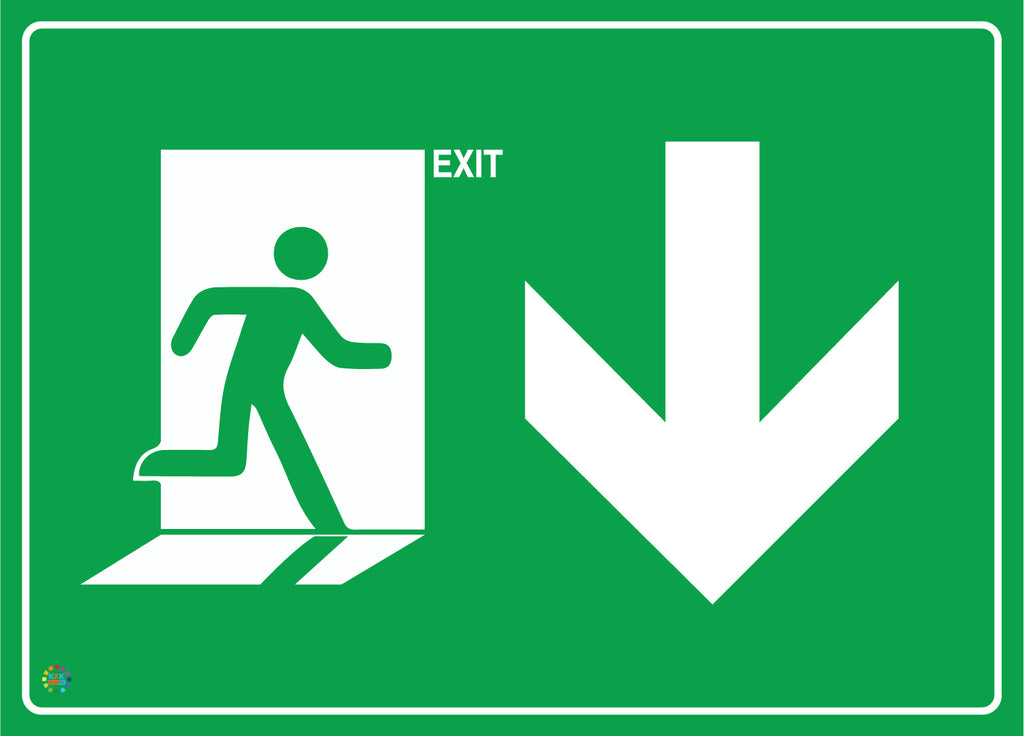 Exit (Down) Sign | Emergency Exit Sign | K2K Signs Australia