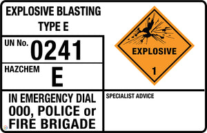 Explosive Blasting Type E Signage
