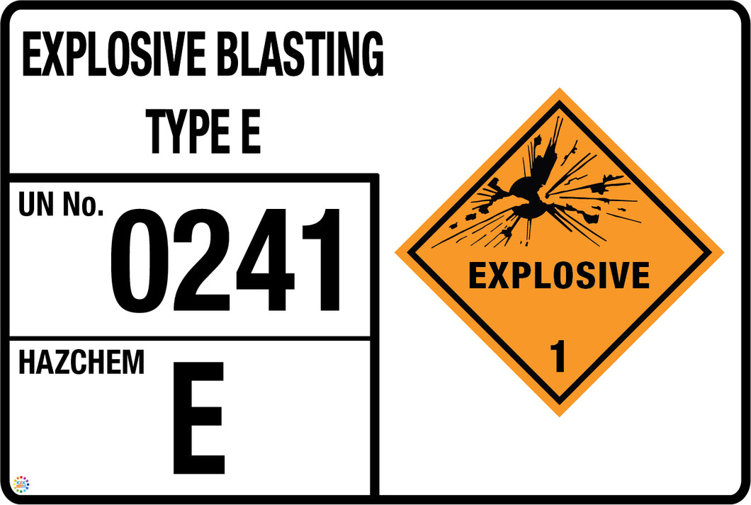 Explosive Blasting Type E Storage Sign