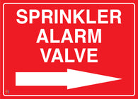 Sprinkler Alarm Valve (Right Arrow) Sign