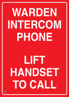 Warden Intercom Phone Lift Handset To Call Sign