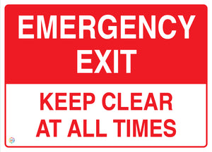 Emergency Exit - Keep Clear At All Times Sign