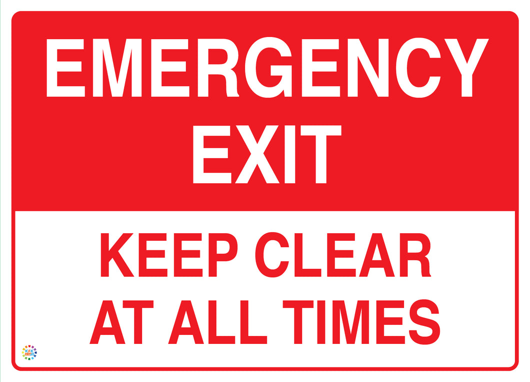 Emergency Exit - Keep Clear At All Times Sign