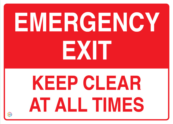 Emergency Exit - Keep Clear At All Times Sign