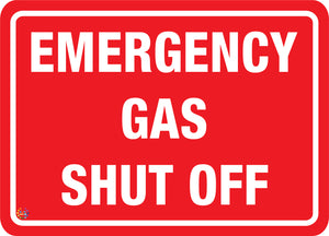 Emergency Gas Shut Off Sign