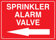 Sprinkler Alarm Valve (Left Arrow) Sign