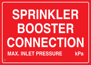 Sprinkler Booster Connection Sign