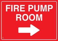 Fire Pump Room (Right Arrow) Sign