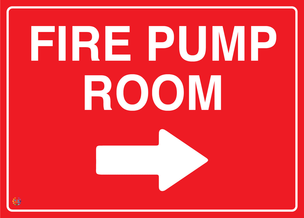 Fire Pump Room (Right Arrow) Sign