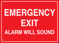 Emergency Exit Alarm Will Sound Sign