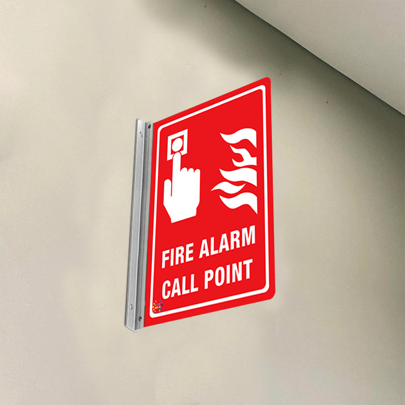 Fire Alarm Call Point Sign – Double Sided Off Wall | K2K Signs