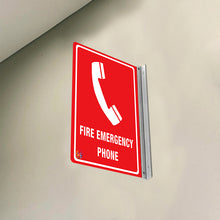 Load image into Gallery viewer, Fire Emergency Phone – Double-Sided Off-Wall Sign