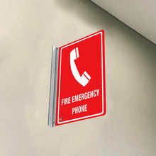 Load image into Gallery viewer, Fire Emergency Phone – Double-Sided Off-Wall Sign