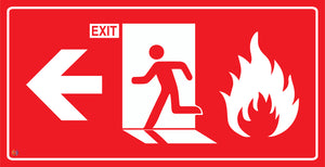 Fire Exit (Left Arrow) Man Running Sign