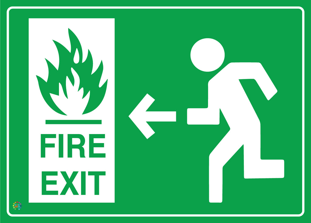 Fire Exit (Left) Sign | Fire Exit Direction Sign | K2K Signs Australia