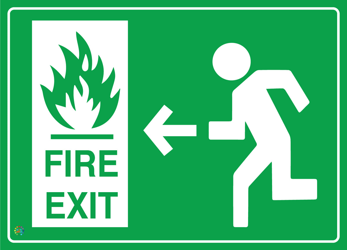 Fire Exit (Left) Sign | Fire Exit Direction Sign | K2K Signs Australia