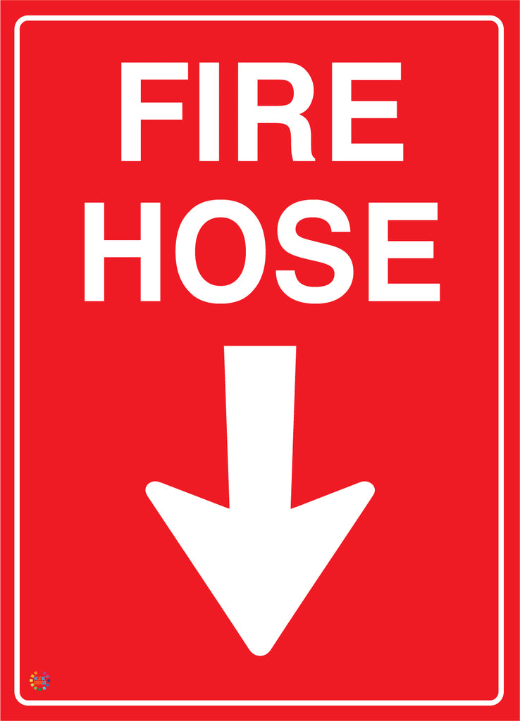 Fire Hose (Downward Arrow) Sign | Fire Safety Signage | K2K Signs Australia