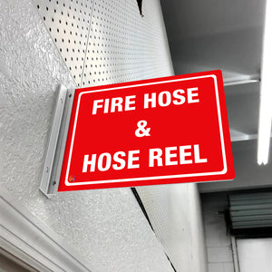 Fire Hose & Hose Reel – Double-Sided Off-Wall Sign