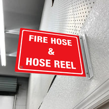 Load image into Gallery viewer, Fire Hose &amp; Hose Reel – Double-Sided Off-Wall Sign
