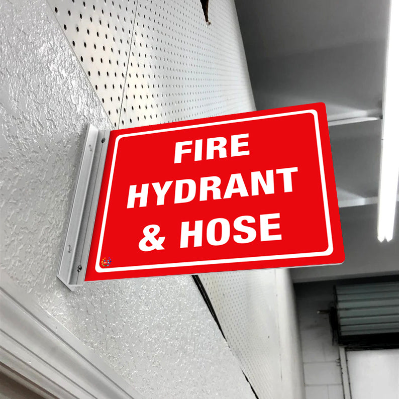 Fire Hydrant & Hose – Double-Sided Off-Wall Sign