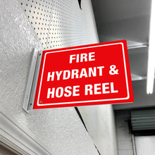 Load image into Gallery viewer, Fire Hydrant &amp; Hose Reel – Double-Sided Off-Wall Sign