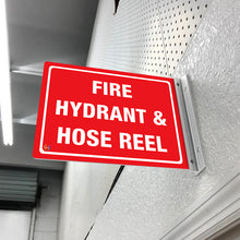Load image into Gallery viewer, Fire Hydrant &amp; Hose Reel – Double-Sided Off-Wall Sign